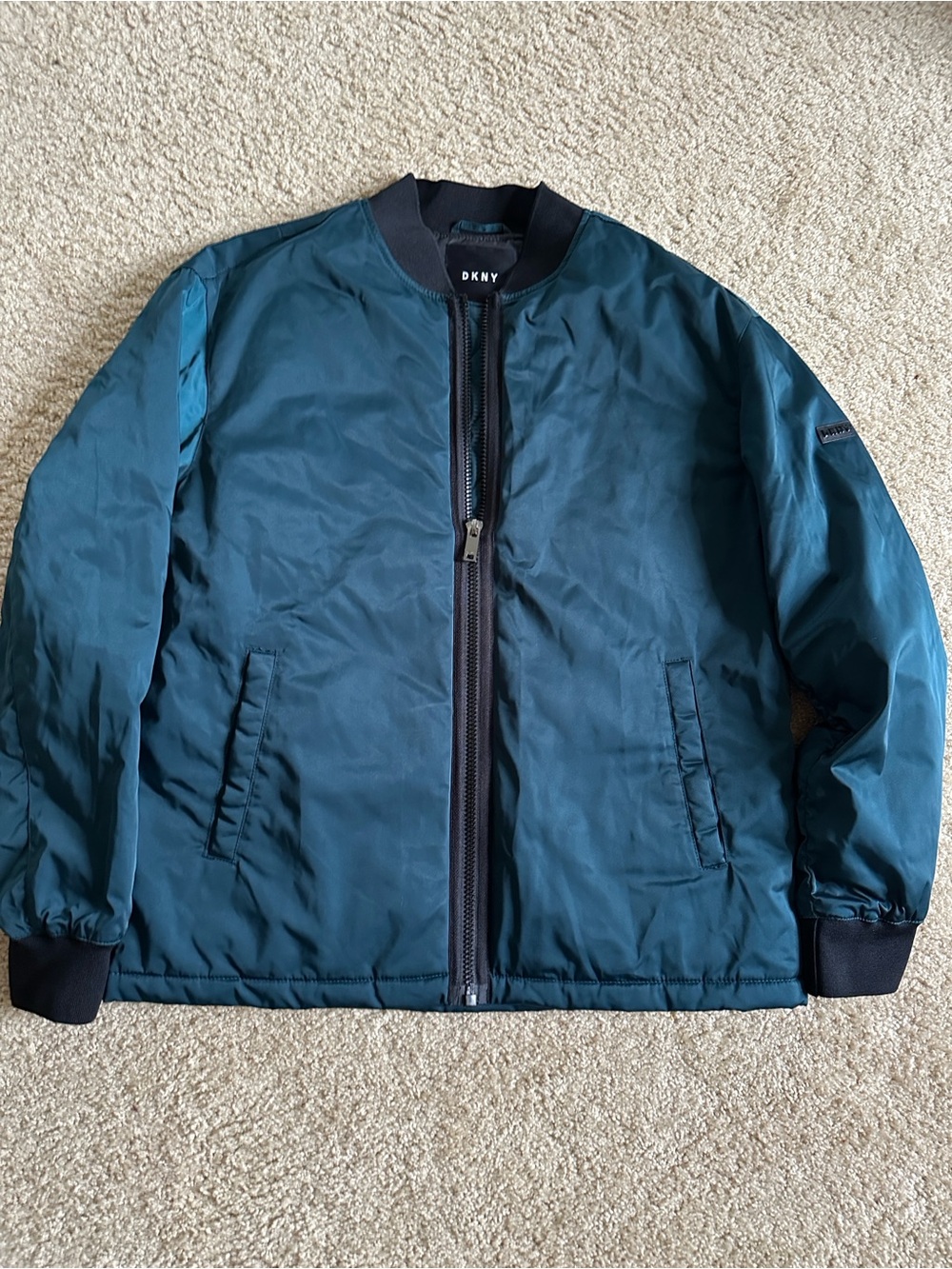 Worn Once DKNY Men's Teal Bomber Jacket Large